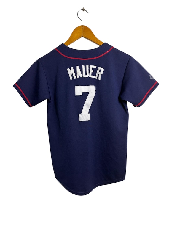 Mauer Navy Joe Mauer Youth Jersey Vintage Minnesota Twins #7 Mauer