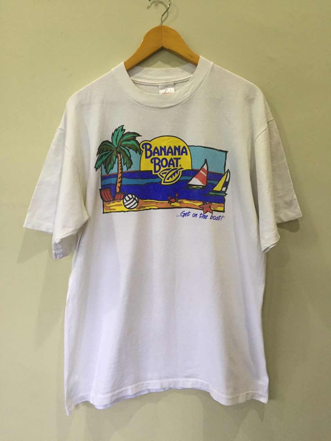 Vintage 90s Banana Boat Sun Block Sun Protection T Shirt XL Etsy