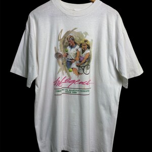 Camiseta vintage del partido de tenis de las leyendas Chris Evert vs. Martina Navratilova de 1990, talla XL