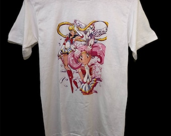Vintage 90s T Shirt With New Iron On Sailormoon Japan Manga Anime Size 18-20