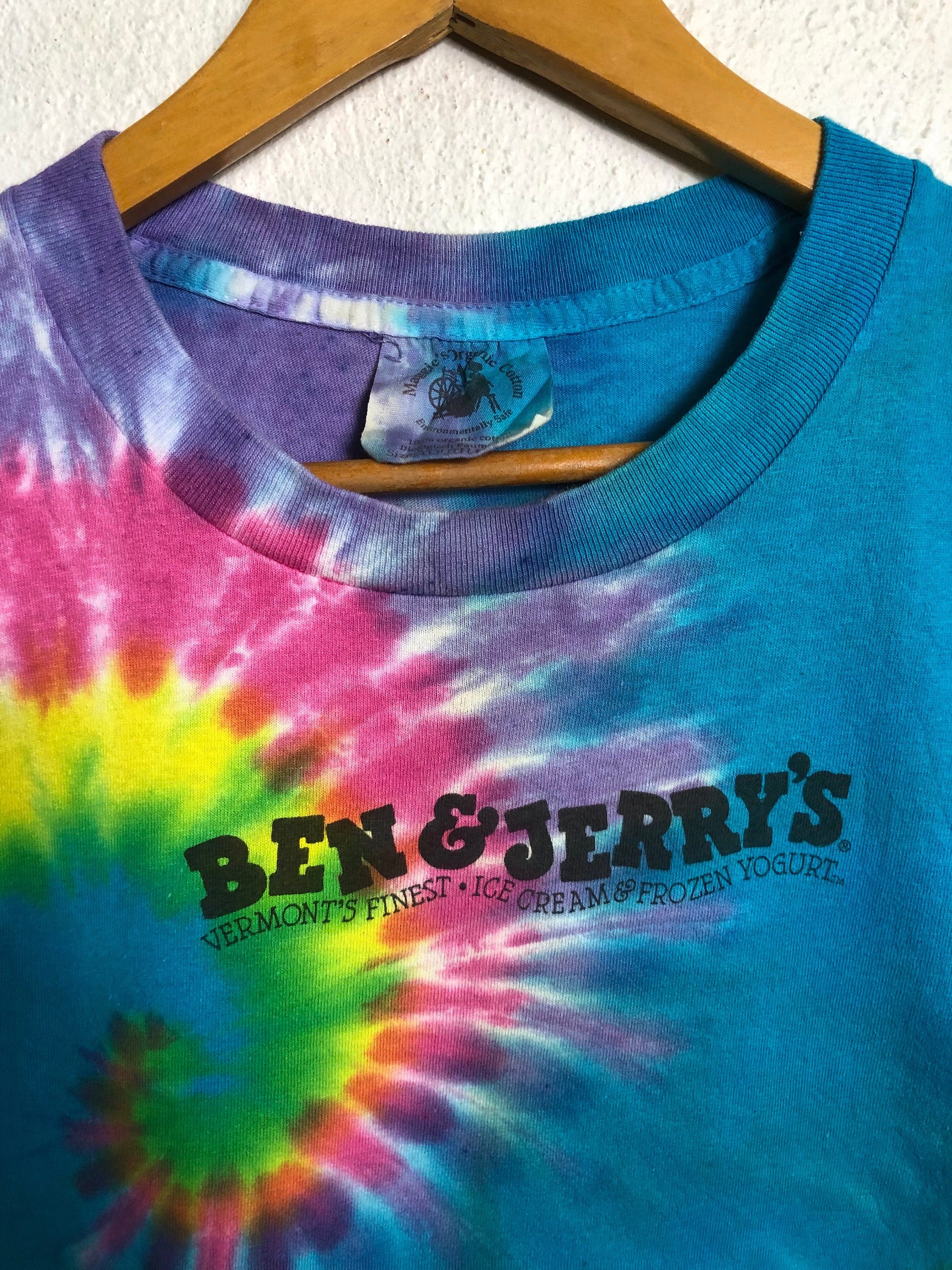 Vintage 90s Ben & Jerry's Vermont Finest Ice Cream Promo Tie Dye T