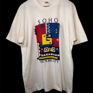 Vintage 90s Soho New York Kaba Art T Shirt XL Size