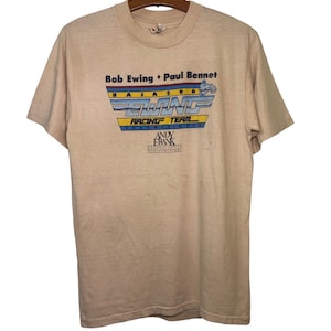 Vintage 80s Bob Ewing Paul Bennet Ewing Racing Team T Shirt Medium Size