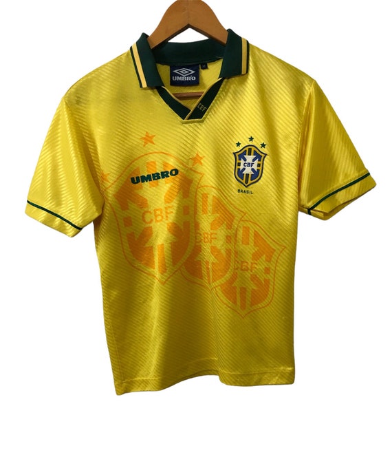 Vintage 90s Brasil Umbro World Cup Home Soccer Football Jersey Size 12 Kids  Youth 