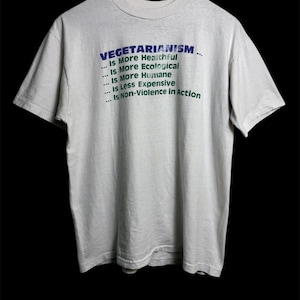 Vintage 90s Vegetarian Vegan Promo T Shirt Large Size