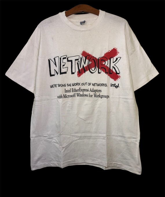 Vintage 90s Intel Computer Microsoft windows T Sh… - image 1