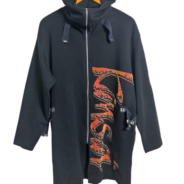 Vintage Kansai Yamamoto O2 hoodie met rits zonder waslabel