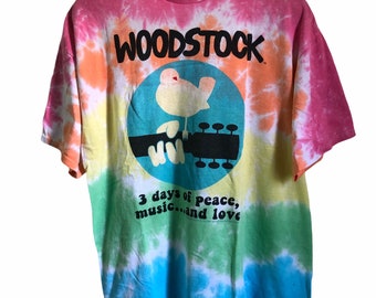 Nice Tie Dye Design Woodstock Liquid Blue T Shirt XL Size