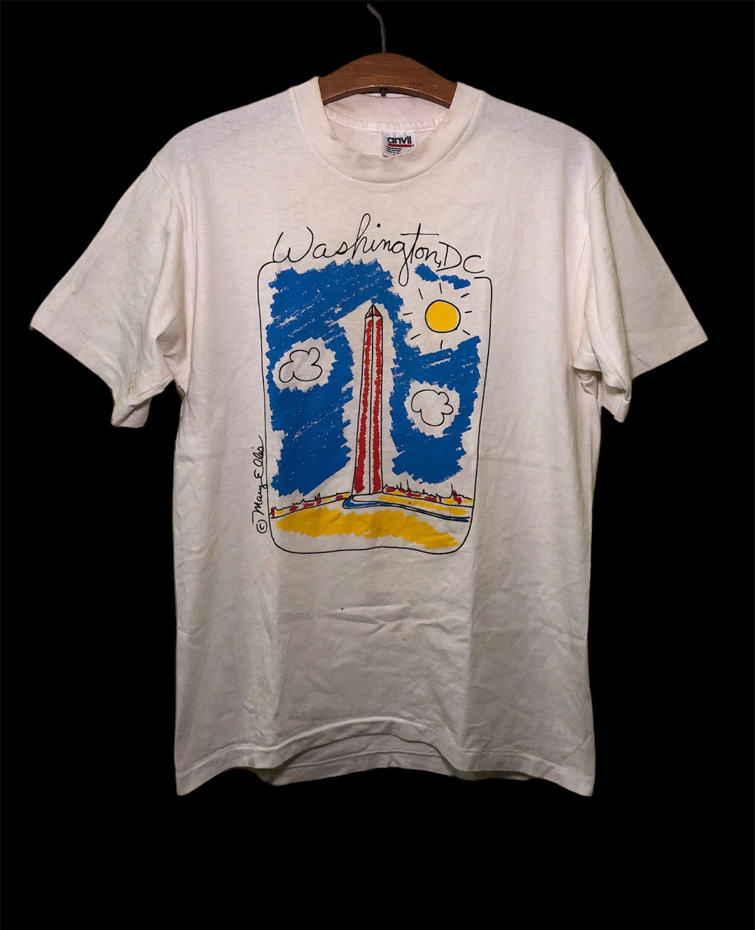 Vintage 90s Mary Ellis Pop Art Washington DC T Shirt Medium Size