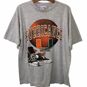 Vintage 90s Miami Hurricanes University Football NFL T Shirt Large Size