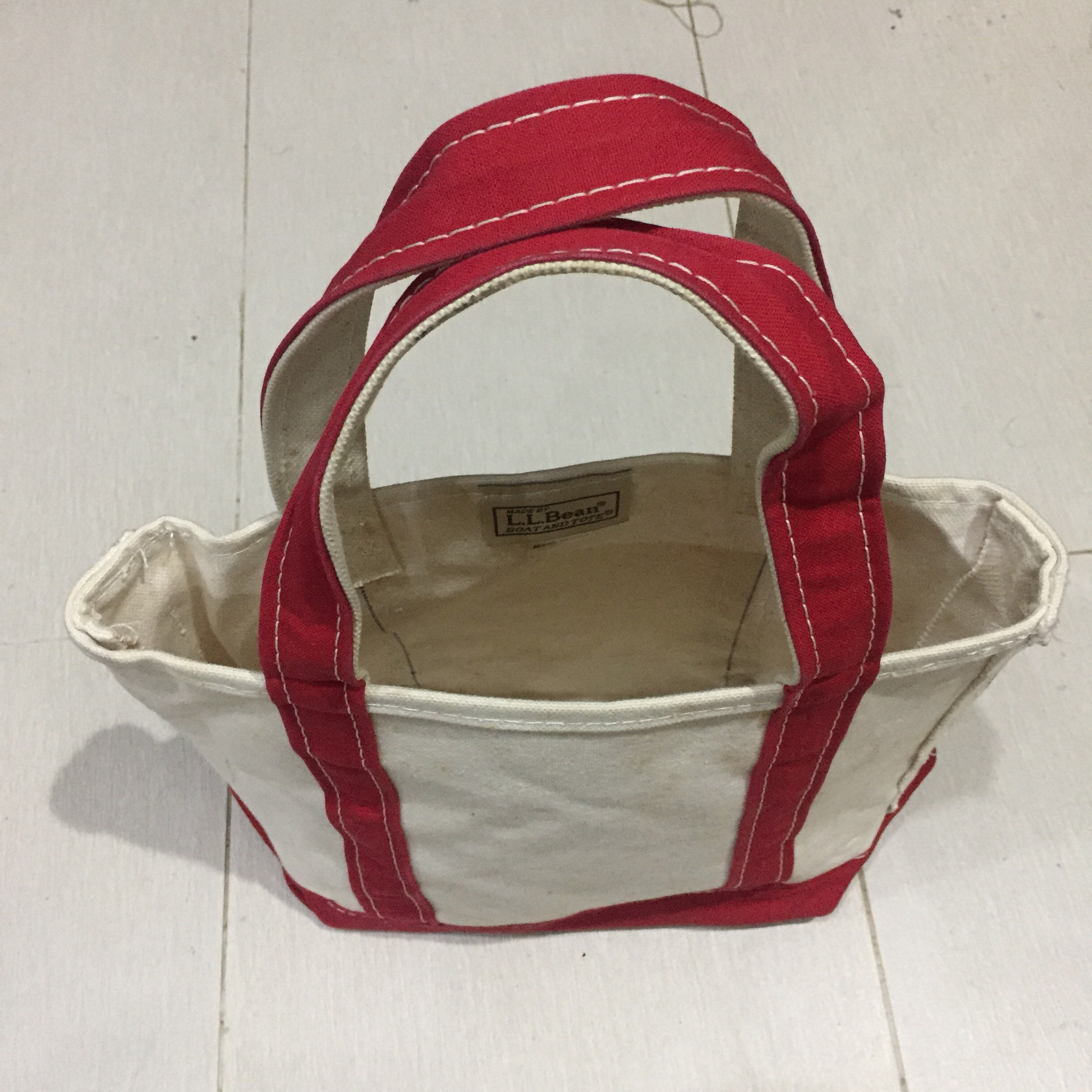 L.L.Bean Boat & Tote Cotton Canvas Bag in Red Trim