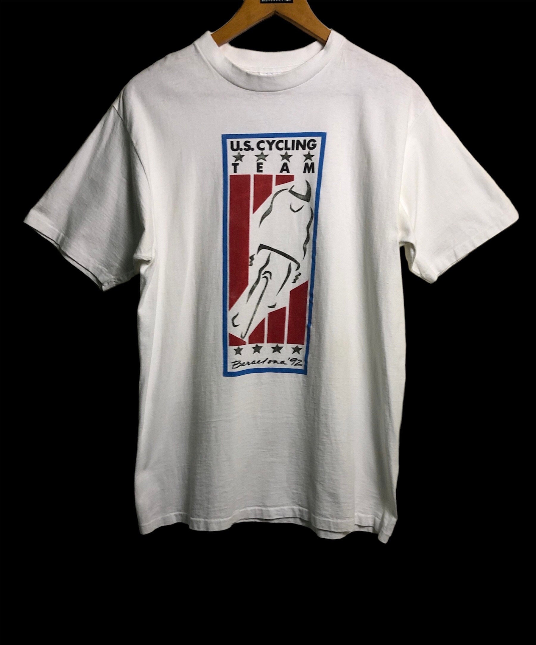Vintage 90s US Cycling Team Barcelona 92 Olympic T Shirt XL Size 