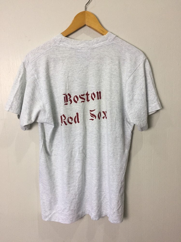 vintage 1986 Boston Red Sox Roger Clemens baseball ringer cartoon t shirt  XL
