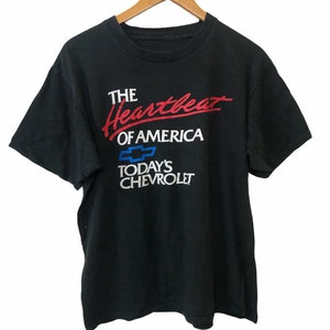 T-shirt vintage des années 90 The Heartbeat Of America Todays Chevrolet