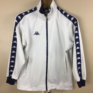 Vintage Kappa Track Zipper Jacket Side Tape Side Logo Streetwear  Trainer White Colors