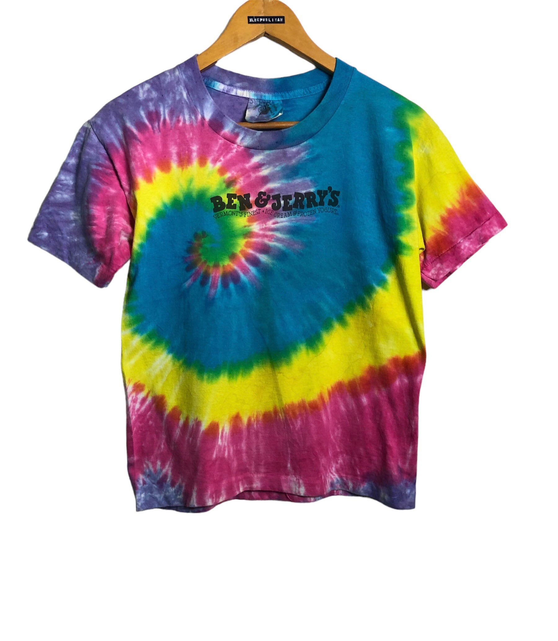 Vintage 90s Ben & Jerry's Vermont Finest Ice Cream Promo Tie Dye T