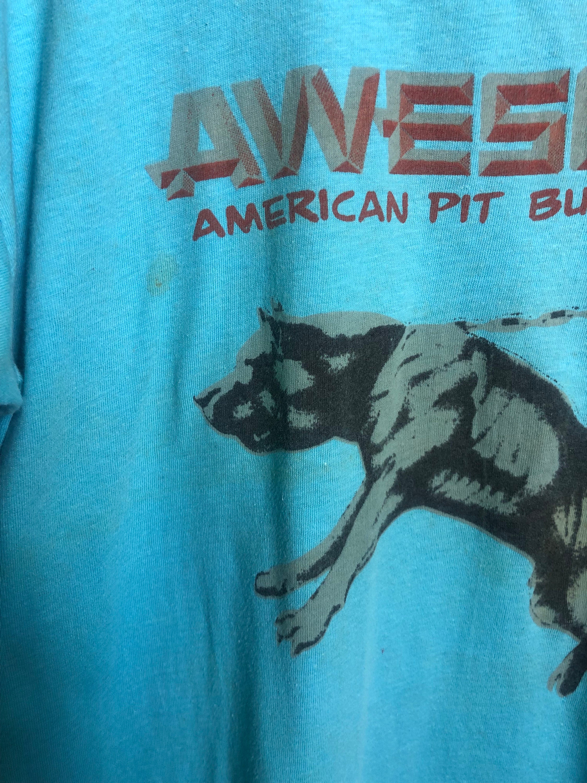 Vintage 90s Awesome American Pitt Bull Terrier Dog T Shirt Medium 