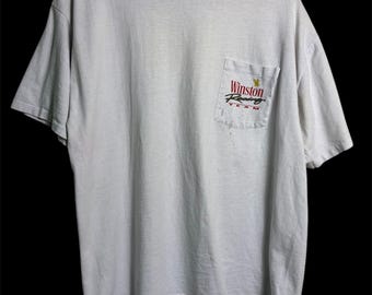 T-shirt Vintage Winston Racing - Blanc - Taille L - Années 90