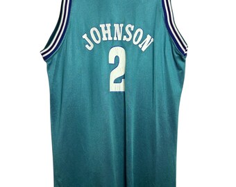 Vintage 90s Charlotte Hornets Champion #2 Johnson NBA Basketball