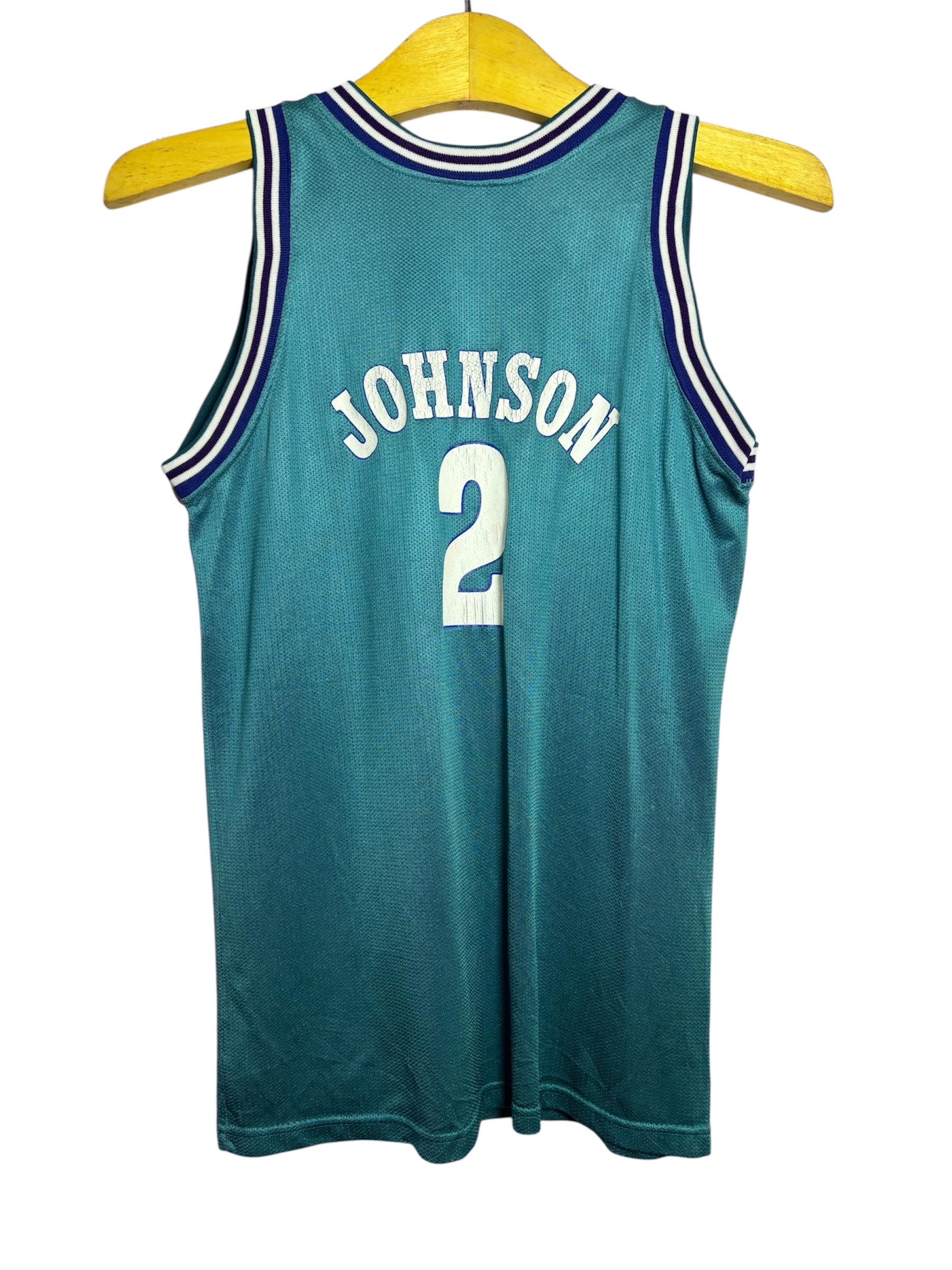 Vintage 90s Charlotte Hornets Champion #2 Johnson NBA Basketball