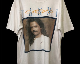 Vintage 90s Yanni Yiannis Chryssomallis Greek Promo Tour Concert T Shirt XL Size