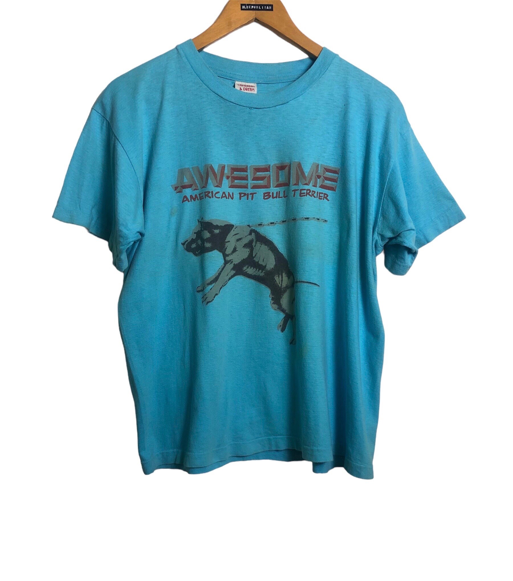 Vintage 90s Awesome American Pitt Bull Terrier Dog T Shirt Medium