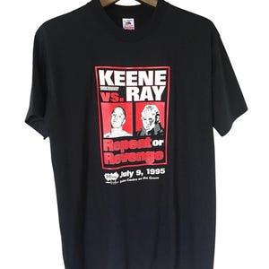 Vintage 90s Kenny Keene VS Terry Ray Repeat Or Revenge Boxing Match T Shirt  Large Size