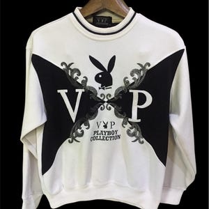 Vintage Playboy Sweatshirt Crewneck Embroidered Big Logo Spellout Hip Hop Swag Streetwear Medium Size