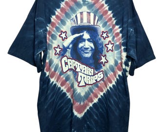 Camiseta vintage con efecto tie-dye azul líquido de Jerry Garcia Captain Trips de Grateful Dead, talla XL