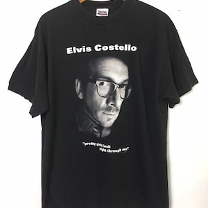 Vintage 90s Elvis Costello Lonely World Tour Concert Promo T Shirt XL Size