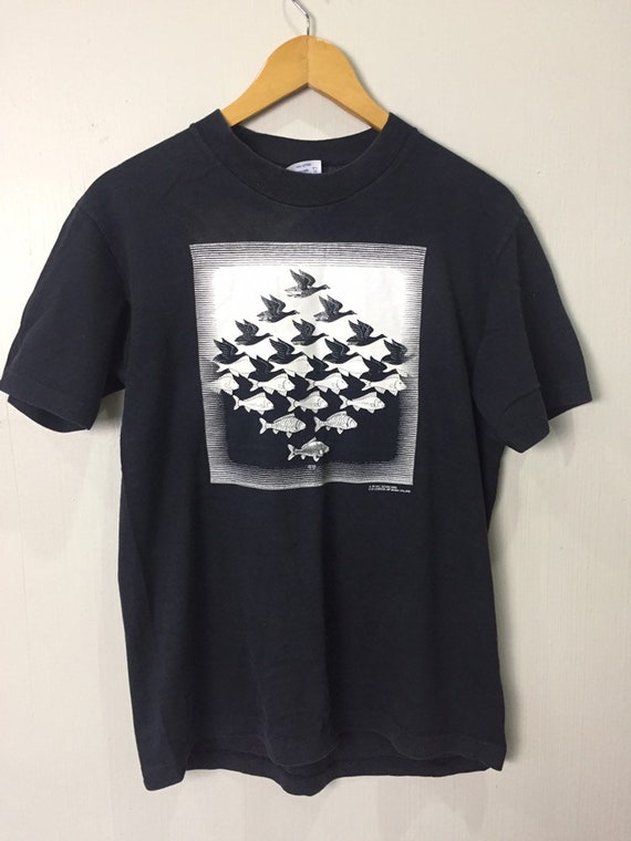Vintage 80s Mc Escher Art T Shirt Medium Size
