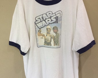 Vintage Star Wars Ringer Iron On  T Shirt XL Size