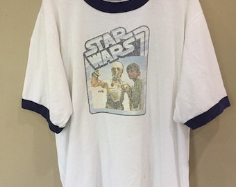 Vintage Star Wars Ringer opstrijkbaar T-shirt, maat XL