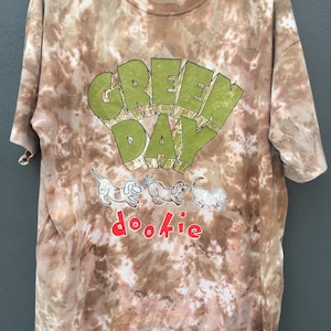 Vintage 90s GREEN DAY tie dye distressed dookie Promo T Shirt Big Size green day punk rock