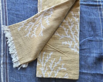 Yellow Towel, Turkish Cotton Towel, tree design, Bath Towel 38 x 72 inch Pool Towel, Shower Towel, house gift