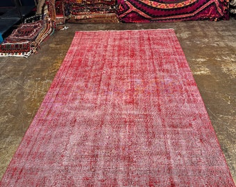 handwoven red boho carpet, overdyed kilim, handmade area rug,