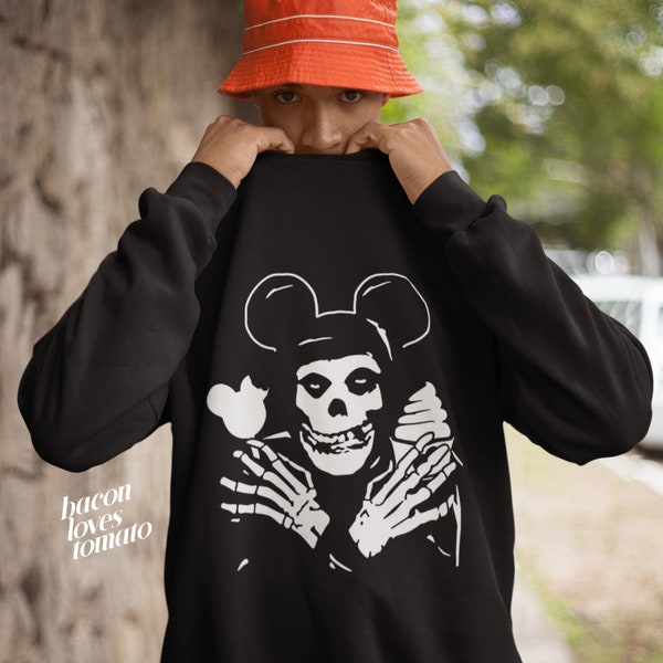 Mickey Mouse Misfit Punk Rock Mashup - Unisex Premium Crewneck Sweatshirt