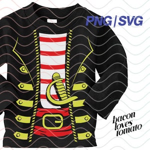 Camisa de pirata svg, fantasia de pirata arquivos SVG / Studio / PNG para cortar ou imprimir decalque de vestuário DIY