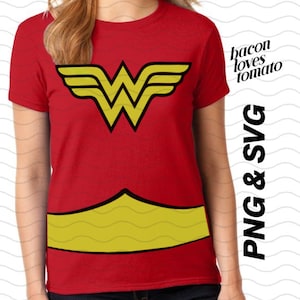 Costume de super-héros Wonder Woman - SVG / Studio / PNG / Fichier pour couper le décalcomanie de vêtement DIY