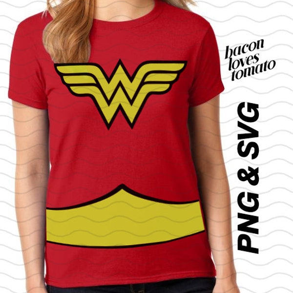 Wonder Woman Superhero Costume - SVG / Studio / PNG / File for Cutting DIY Garment Decal