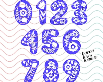 Birthday Numbers 0-9 Mexican Inspired Floral Fiesta Designs - SVG / Studio / PNG / File for Cutting DIY Garment Decal