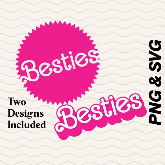 Besties SVG and PNG Retro Barbi Inspired / Best Friends Wedding Party Clipart, Bride Clipart for diy Use