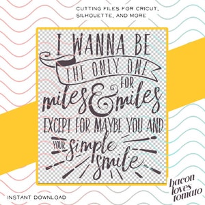 I Wanna Be the Only One for Miles & Miles Except... - Cowboy Take Me Away Lyric by Dixie Chicks SVG / Studio / PNG File for Cutting DIY