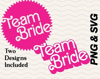 Team Bride SVG and PNG Retro Barbi Inspired / Wedding Party Clipart, Bride Clipart for diy Use