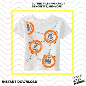 BB8 Droid Star Wars Design (Front Only) SVG / Studio / PNG / File for Cutting DIY Garment Decal