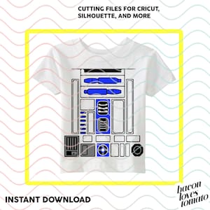R2D2 Droid Star Wars Design (alleen voorzijde) SVG / Studio / PNG / Bestand voor het snijden van DIY Kledingstuk Decal