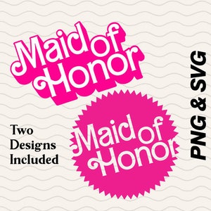 Demoiselle d'honneur (honneur) les deux orthographe inclus SVG et PNG rétro Barbi inspiré / Clipart de fête de mariage, mariée Clipart pour le bricolage