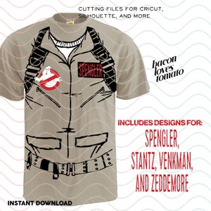 Ghost Buster Spengler, Stantz, Zeddemore, and Venkman Cosplay SVG / Studio / PNG Files for Cutting or Printing DIY Garment Decal