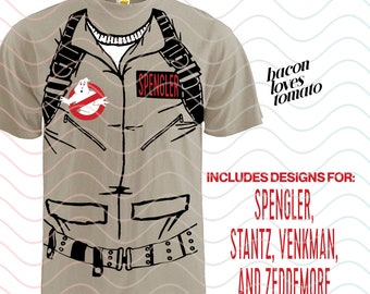 Ghost Buster Spengler, Stantz, Zeddemore, and Venkman Cosplay SVG / Studio / PNG Files for Cutting or Printing DIY Garment Decal