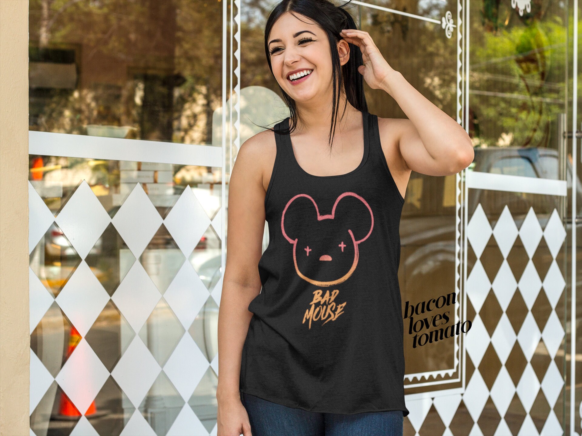 Bad Mouse - Bad Bunny and Mickey Mouse Inspired Mashup Women's Ideal Racerback Tank